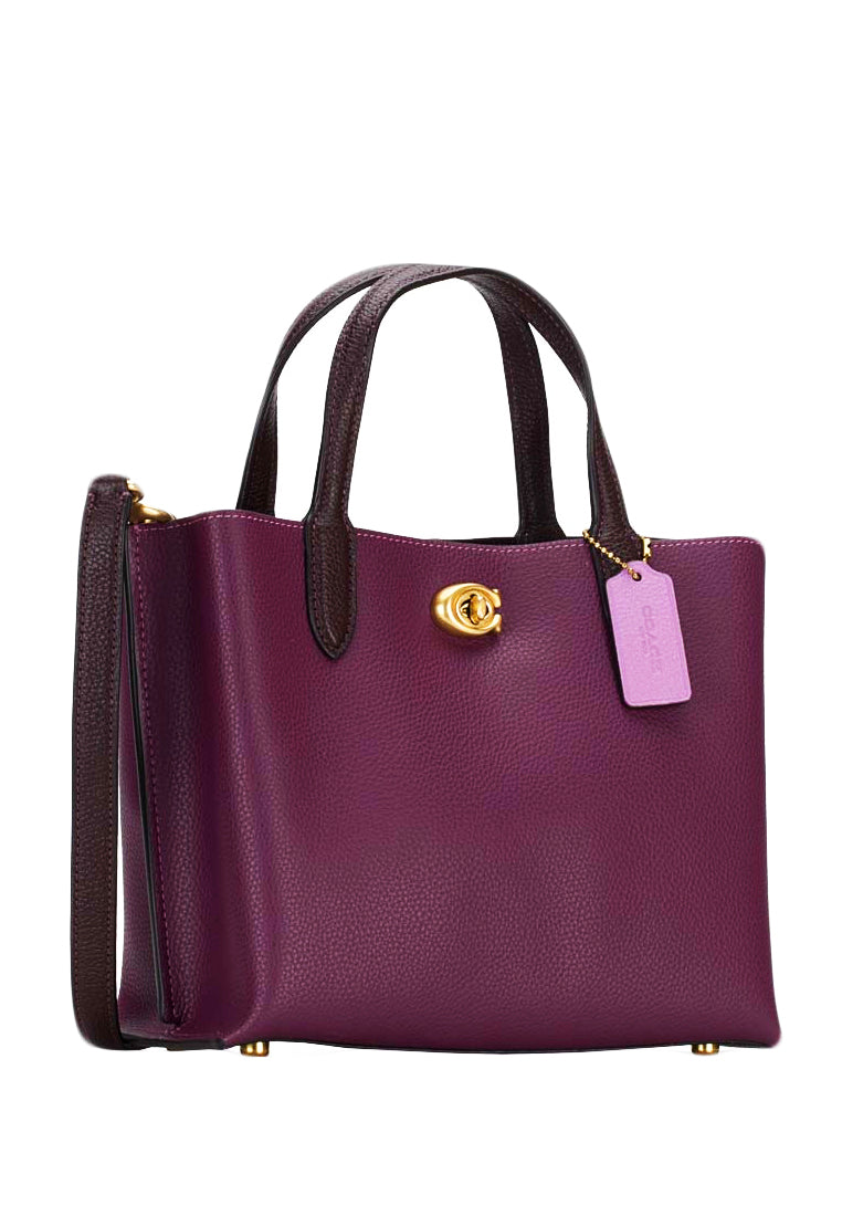 Coach Willow Tote 24 In Colorblock - Deep Berry