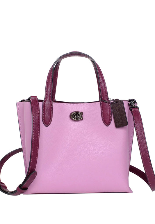 Coach Willow Tote 24 In Colorblock - Pewter/Violet Orchid