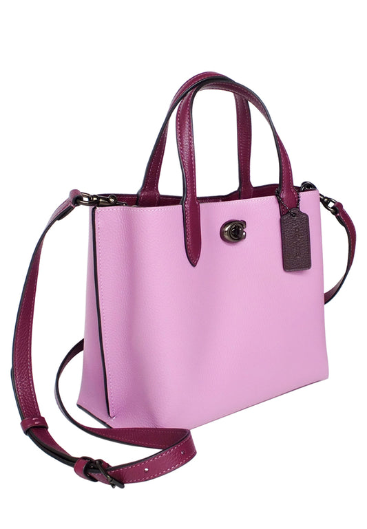 Coach Willow Tote 24 In Colorblock - Pewter/Violet Orchid