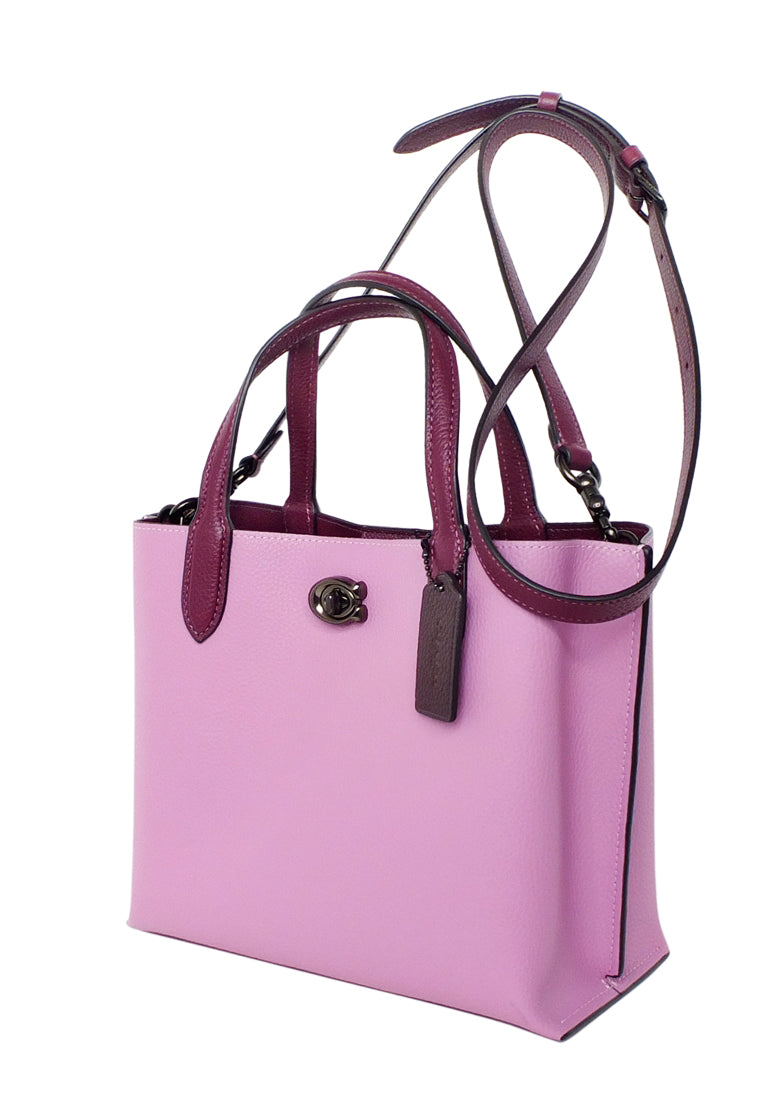 Coach Willow Tote 24 In Colorblock - Pewter/Violet Orchid