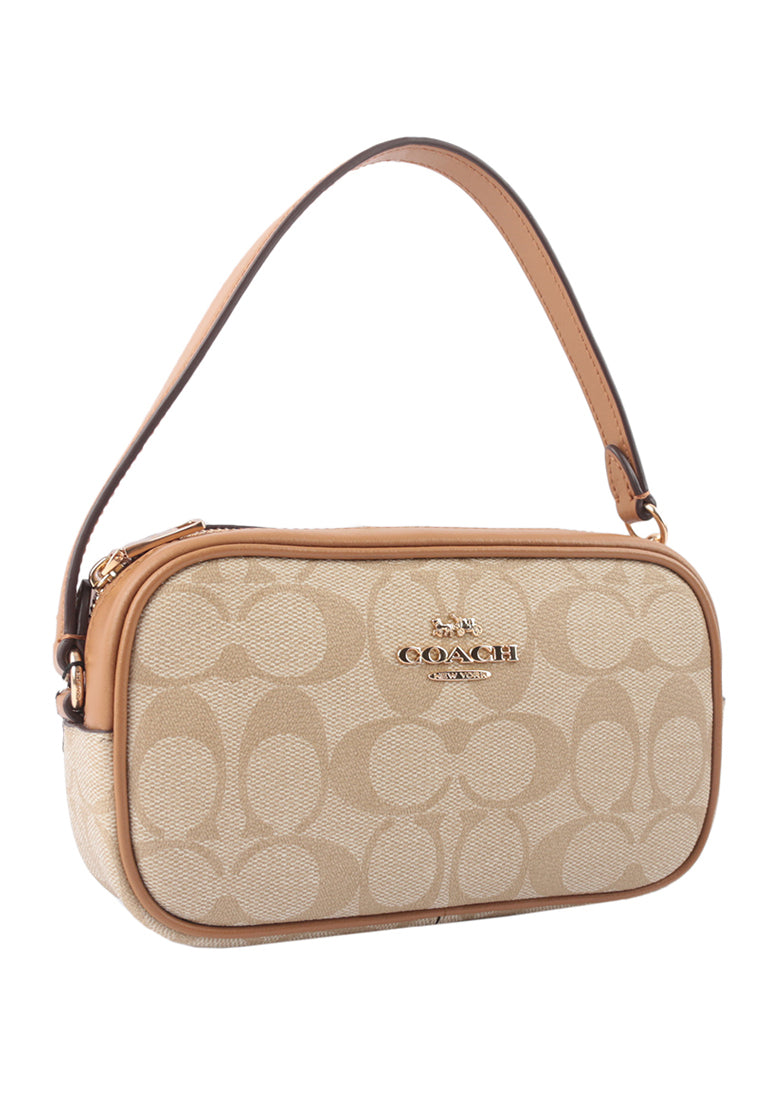 Coach Jamie Wristlet In Signature Canvas - Light Brown/Brown