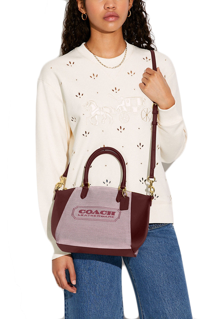 Coach Elise Satchel With Coach Badge - Wine