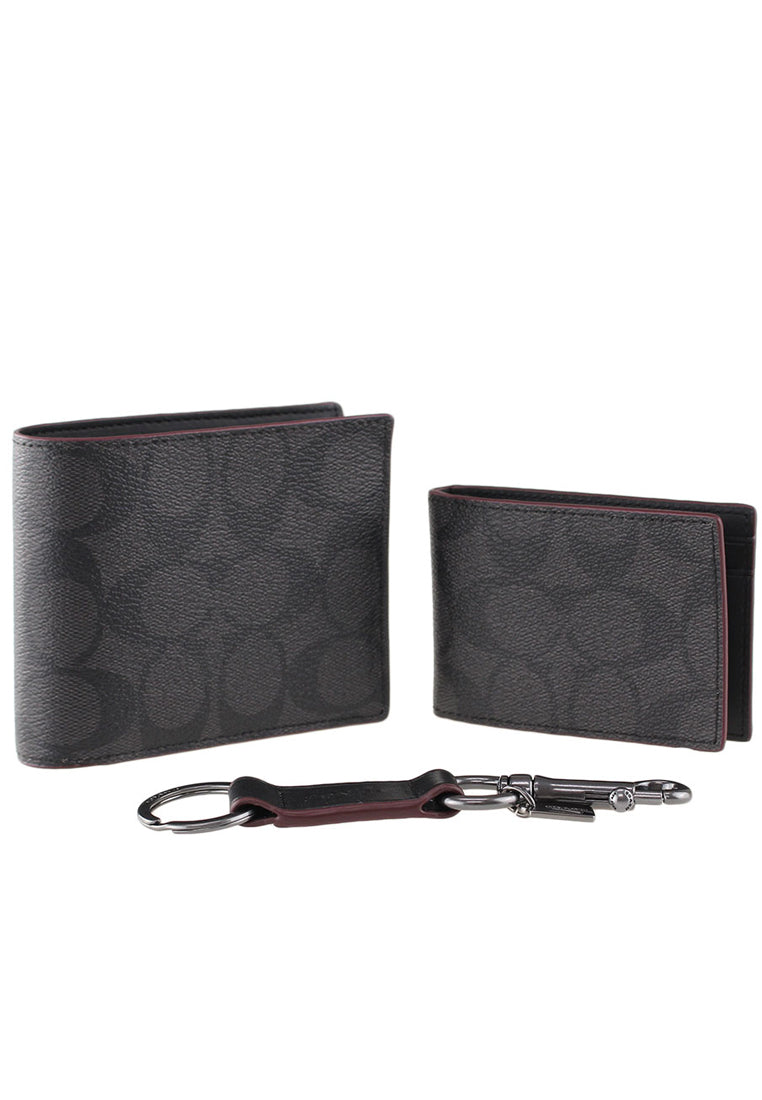 Coach Boxed 3-In-1 Wallet Gift Set In Signature Canvas - Black