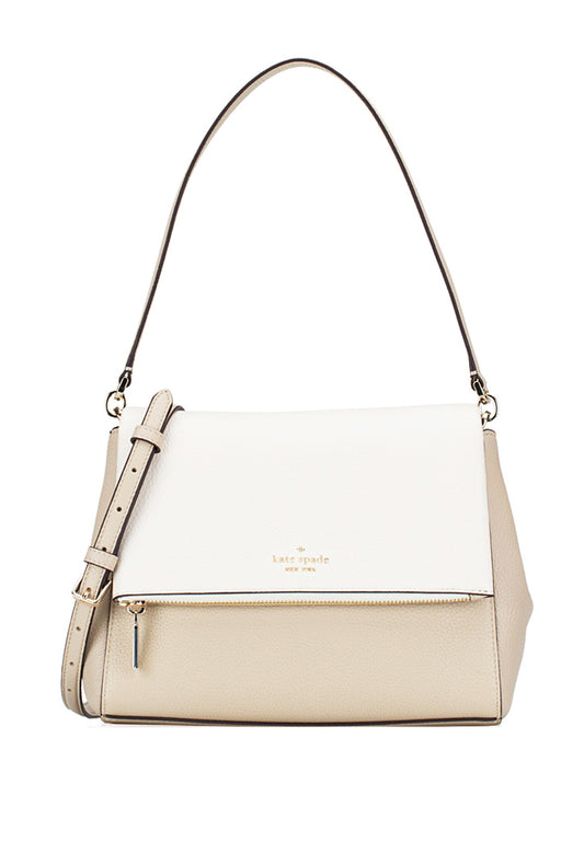 Kate Spade Leila Colorblock Medium Flap Bag - Light Sand/White