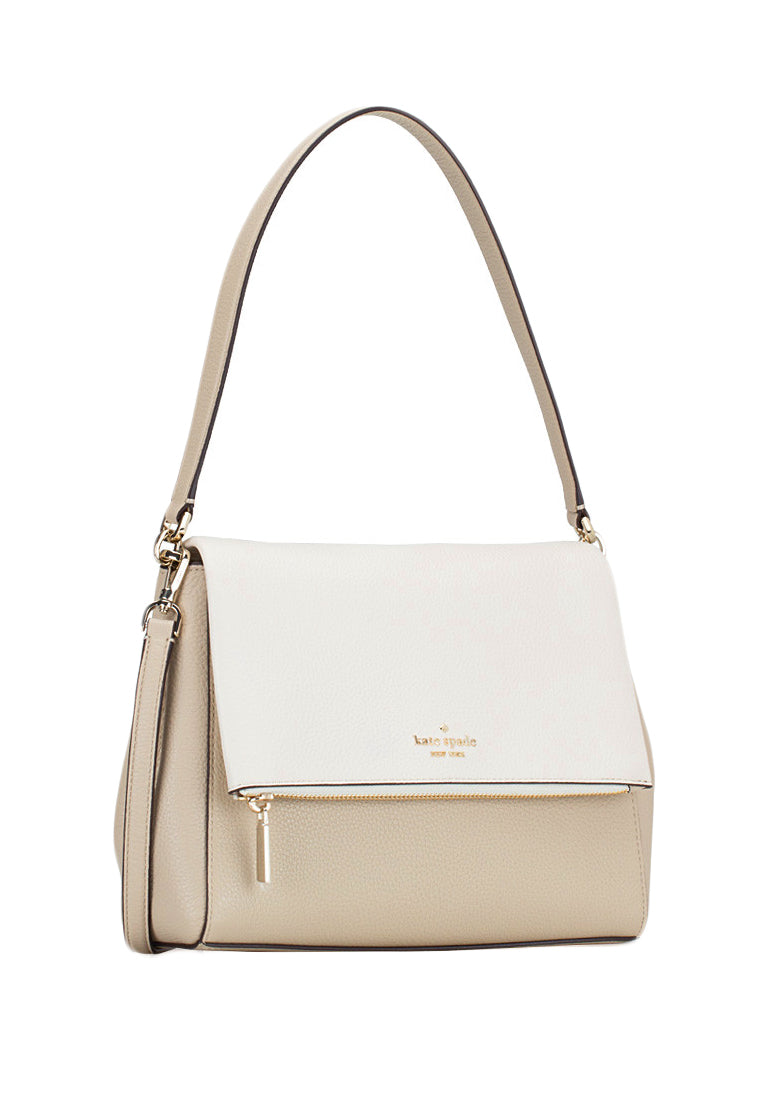 Kate Spade Leila Colorblock Medium Flap Bag - Light Sand/White