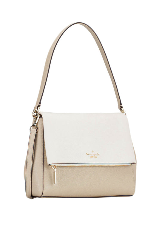 Kate Spade Leila Colorblock Medium Flap Bag - Light Sand/White