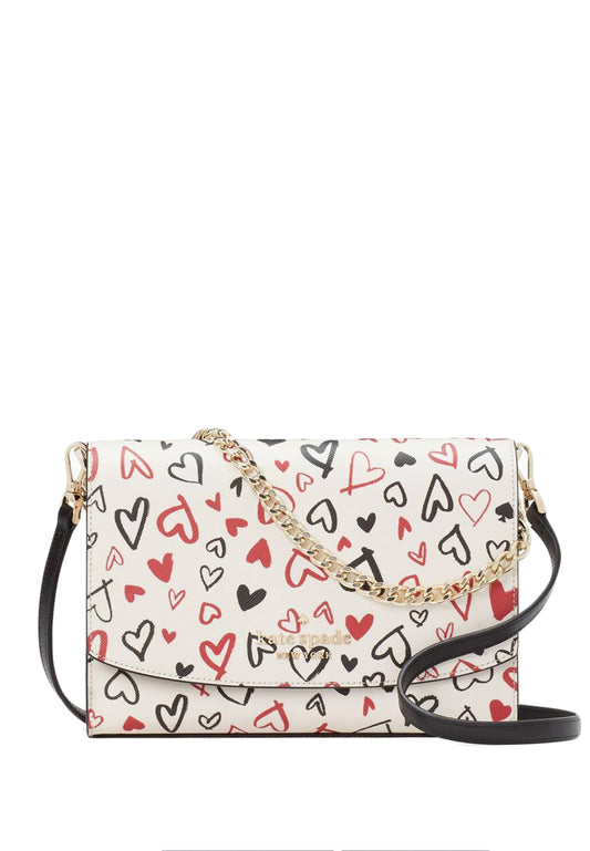 Kate Spade Carson Convertible Crossbody Bag In Heart Print - Cream/Multi