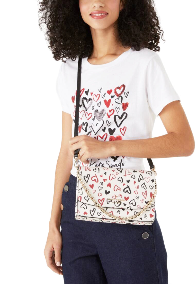 Kate Spade Carson Convertible Crossbody Bag In Heart Print - Cream/Multi