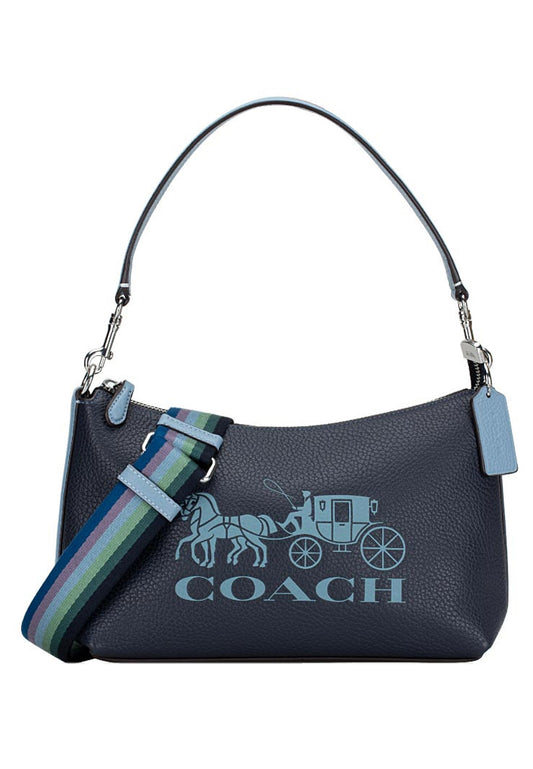 Coach Clara Shoulder Bag With Horse And Carriage - Navy/Blue