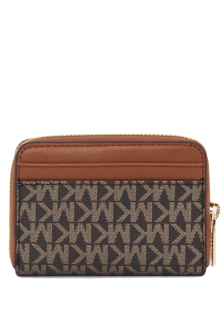 Michael Kors Jet Set Travel Medium Zip Around Card Case In Signature - Brown