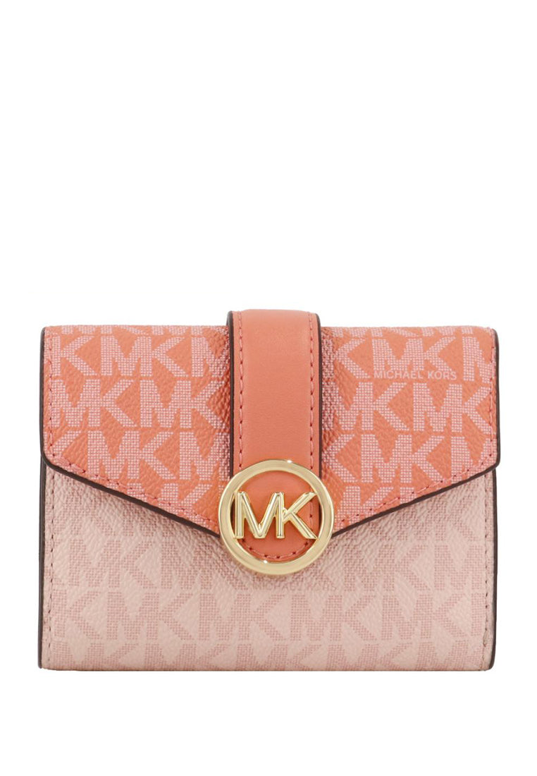 Michael Kors Carmen Medium Logo Signature Leather Wallet - Sherbert