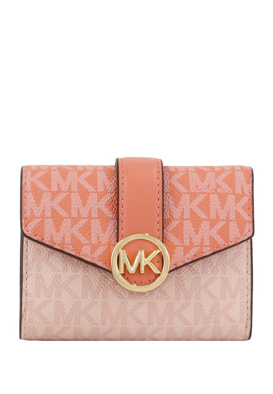 Michael Kors Carmen Medium Logo Signature Leather Wallet - Sherbert