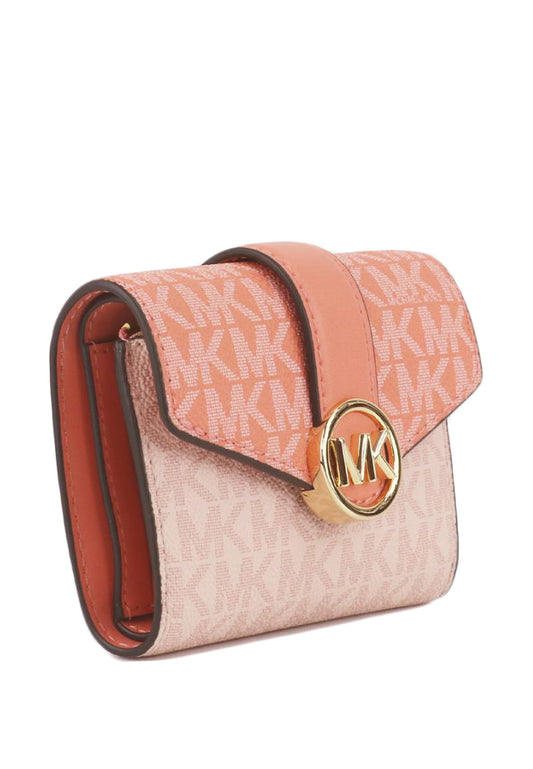 Michael Kors Carmen Medium Logo Signature Leather Wallet - Sherbert