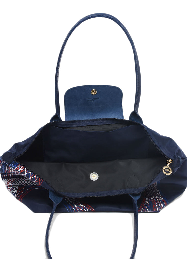 Longchamp Le Pliage Eiffel Tower Large Long Handle Handbag - Navy