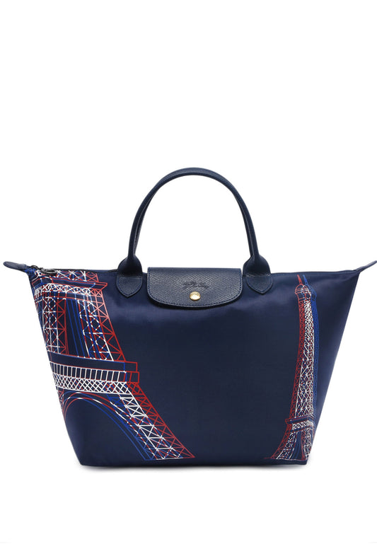 Longchamp Le Pliage Eiffel Tower Medium Short Handle Handbag - Navy