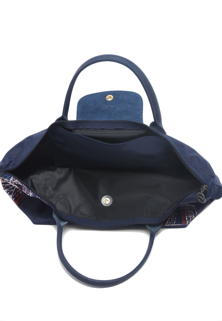 Longchamp Le Pliage Eiffel Tower Medium Short Handle Handbag - Navy