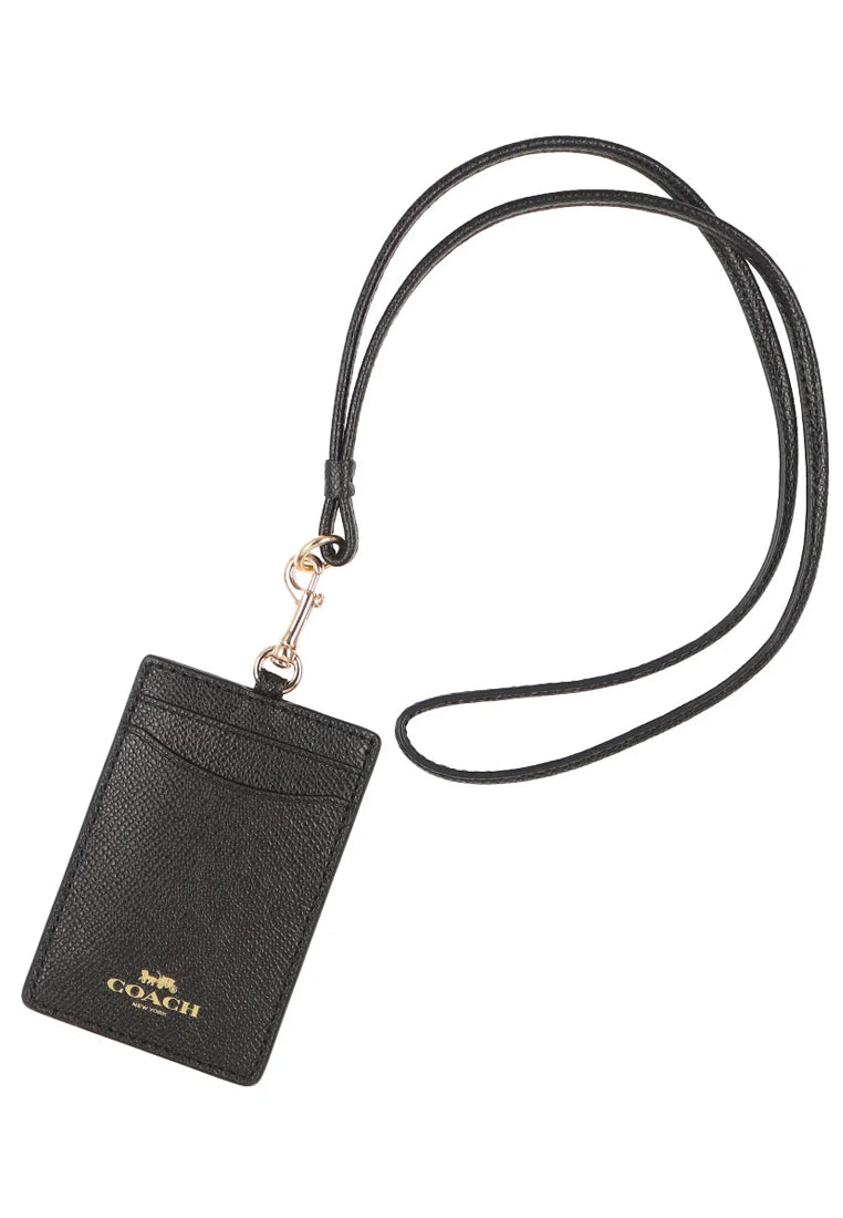 Coach ID Lanyard In Crossgrain Leather - Black