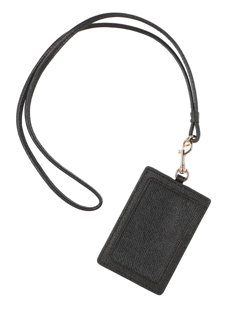 Coach ID Lanyard In Crossgrain Leather - Black