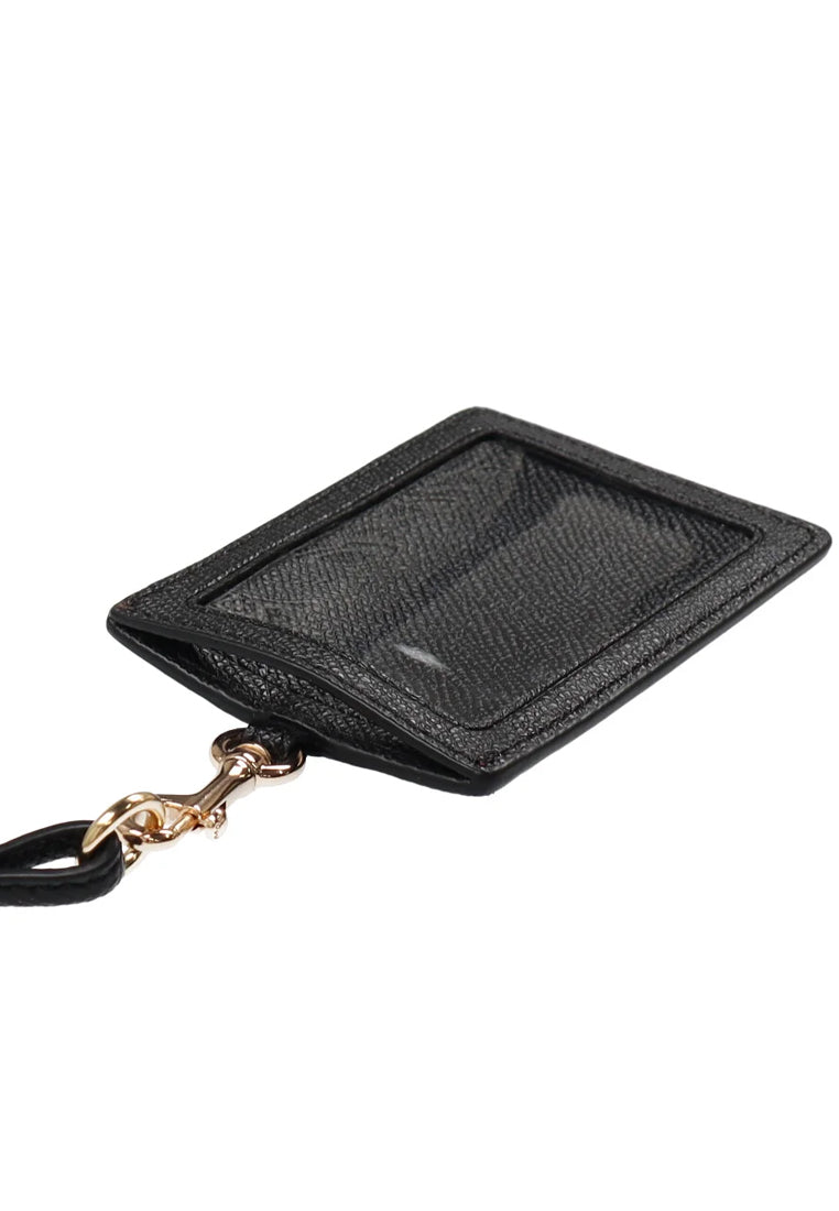 Coach ID Lanyard In Crossgrain Leather - Black