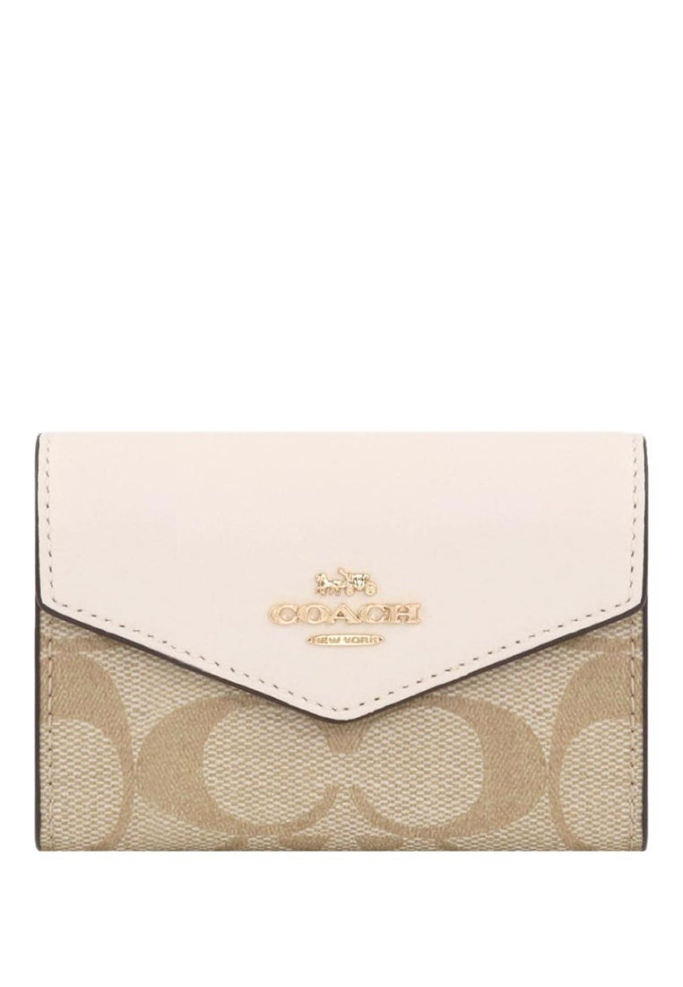 Coach Flap Card Case In Signature Canvas - Light Brown