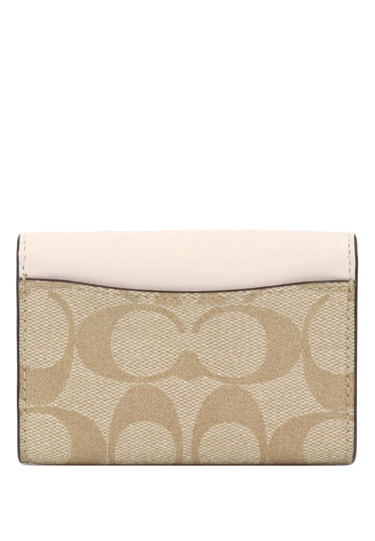 Coach Flap Card Case In Signature Canvas - Light Brown