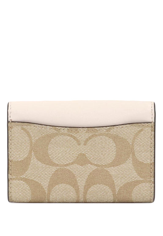 Coach Flap Card Case In Signature Canvas - Light Brown