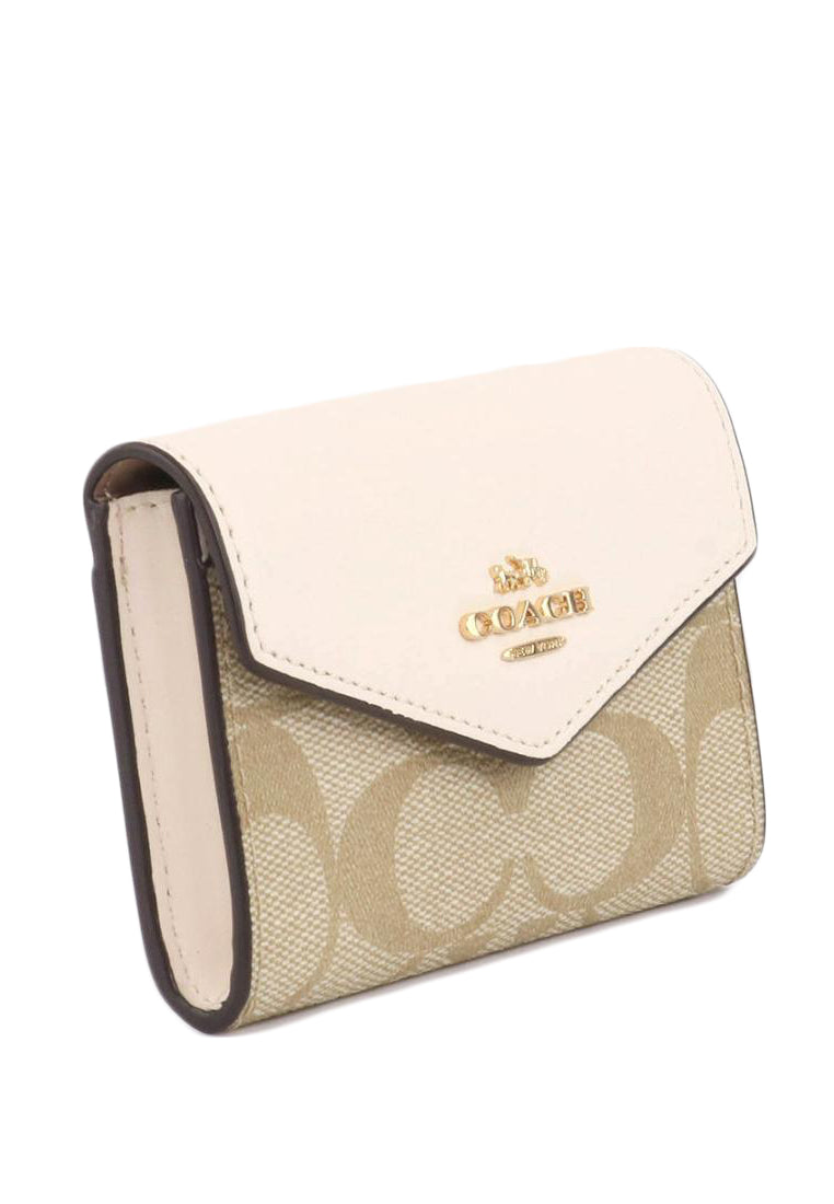 Coach Flap Card Case In Signature Canvas - Light Brown