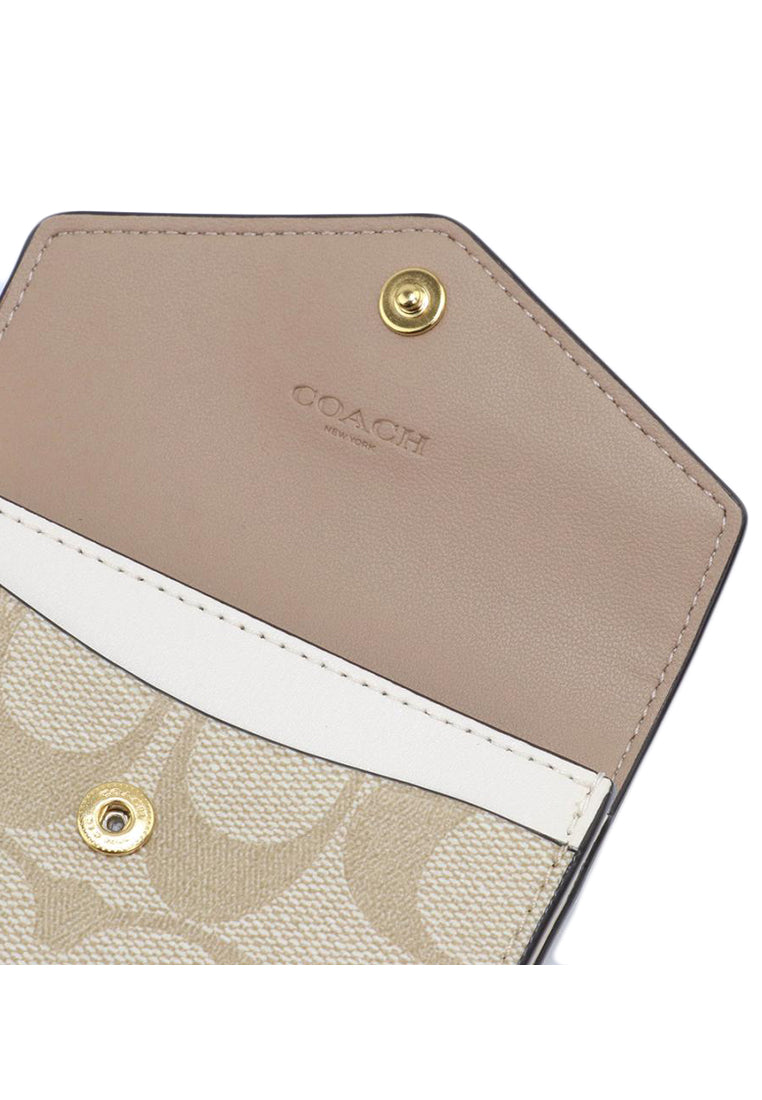 Coach Flap Card Case In Signature Canvas - Light Brown