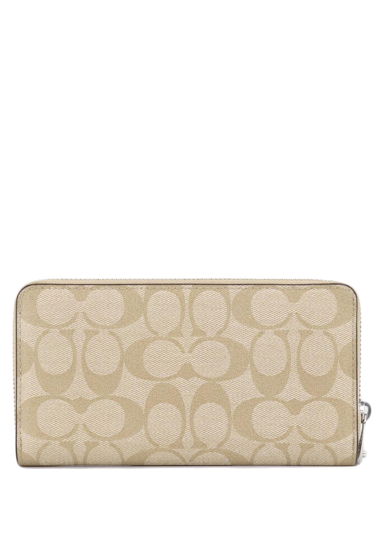 Coach Long Zip Around Wallet In Signature Canvas - Light Brown/Ice Purple