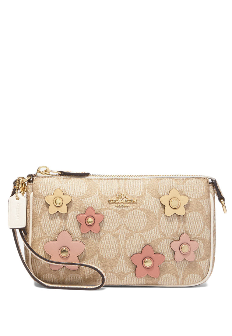 Coach Nolita 19 In Signature Canvas With Floral Applique - Light Brown/Multi