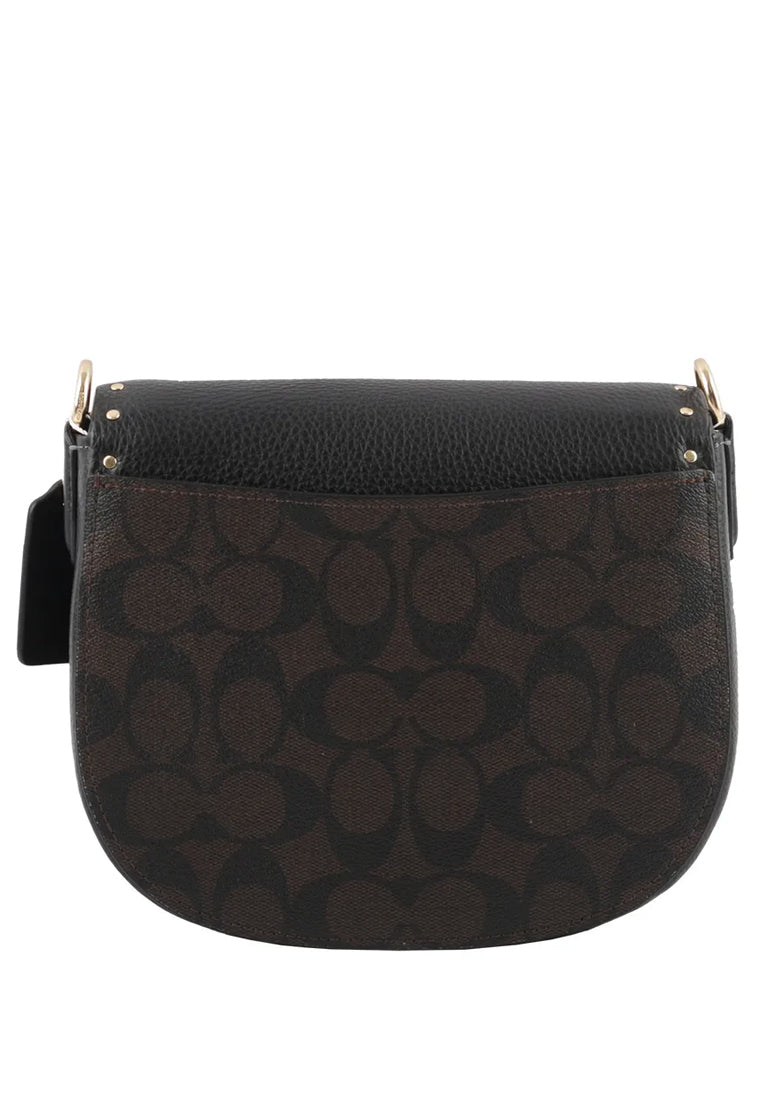 Coach Morgan Saddle Bag In Colorblock Signature Canvas With Rivets in Brown Black Multi (CE567)