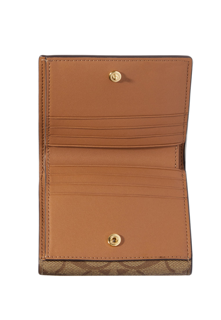 Coach Small Morgan Wallet In Blocked Signature Canvas - Light Brown