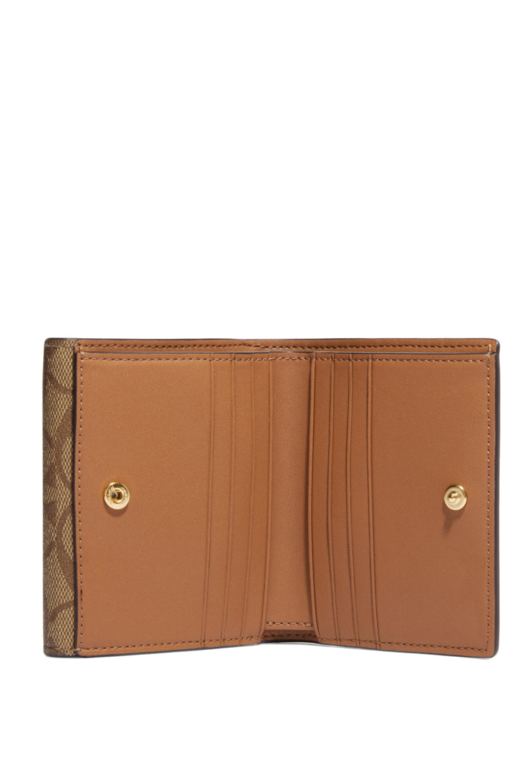 Coach Small Morgan Wallet In Blocked Signature Canvas - Light Brown