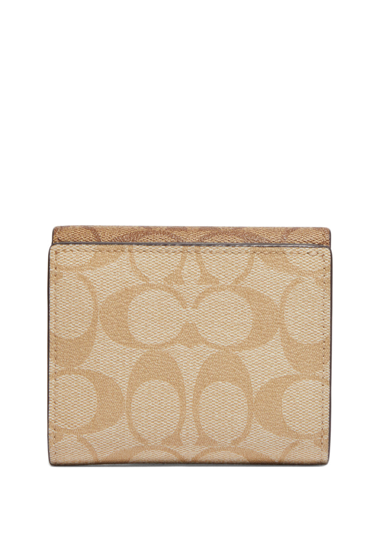 Coach Small Morgan Wallet In Blocked Signature Canvas - Light Brown