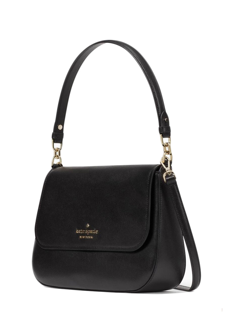 Kate Spade Staci Saffiano Leather Flap Shoulder Bag - Black