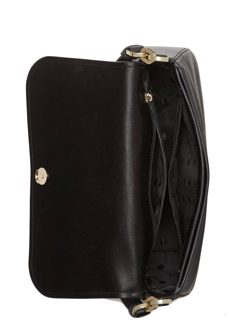 Kate Spade Staci Saffiano Leather Flap Shoulder Bag - Black