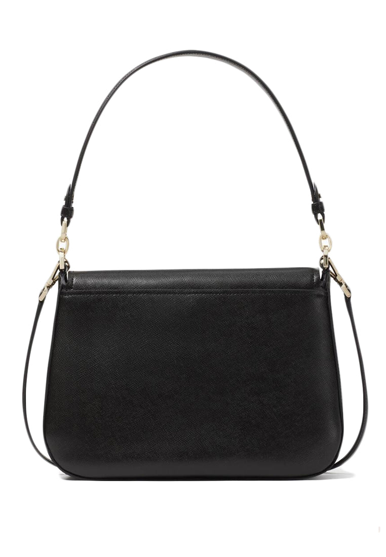 Kate Spade Staci Saffiano Leather Flap Shoulder Bag - Black