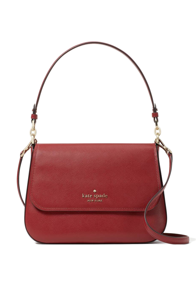 Kate Spade Staci Saffiano Leather Flap Shoulder Bag - Red Currant