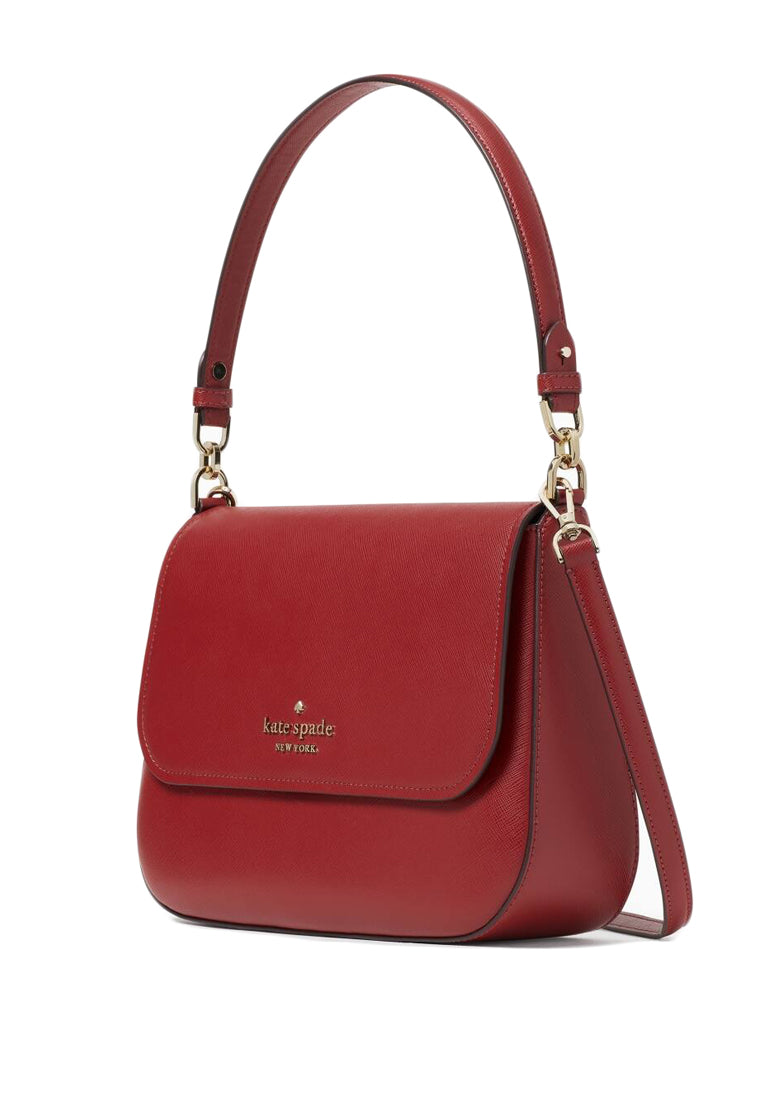 Kate Spade Staci Saffiano Leather Flap Shoulder Bag - Red Currant