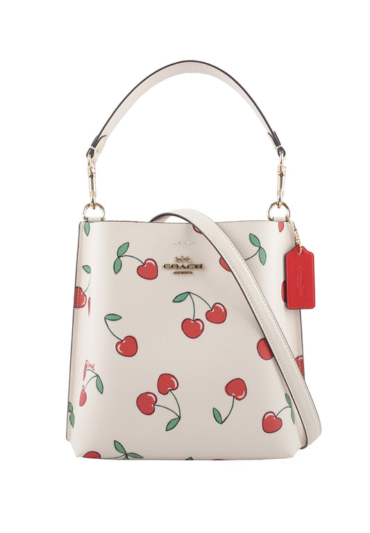 Coach Mollie Bucket 22 With Heart Cherry Print - White/Multi