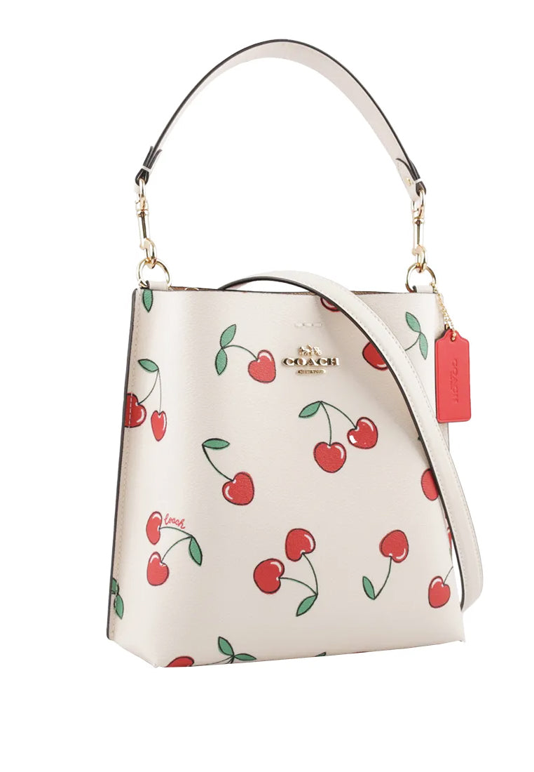 Coach Mollie Bucket 22 With Heart Cherry Print - White/Multi