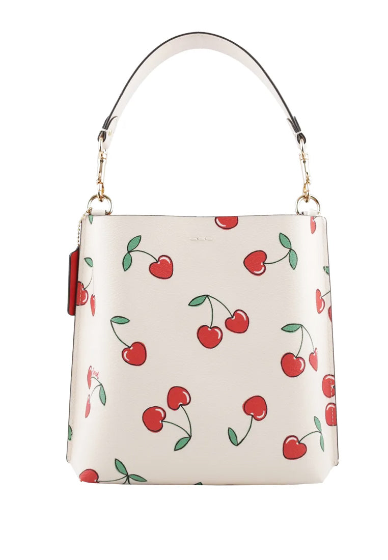 Coach Mollie Bucket 22 With Heart Cherry Print - White/Multi