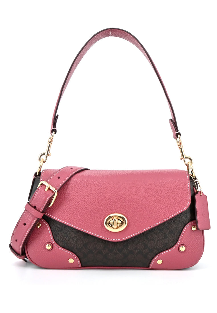 Coach Millie Shoulder Bag In Colorblock Signature Canvas - Brown/Pink