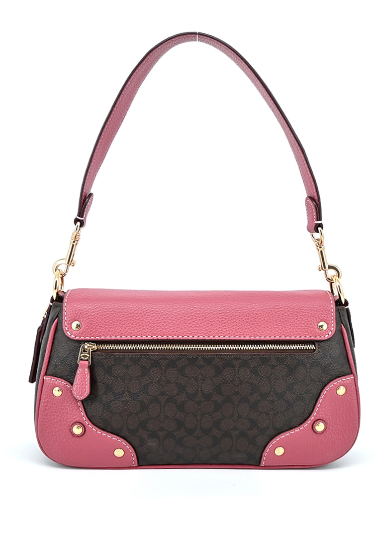 Coach Millie Shoulder Bag In Colorblock Signature Canvas - Brown/Pink