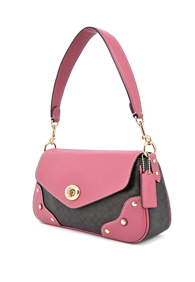 Coach Millie Shoulder Bag In Colorblock Signature Canvas - Brown/Pink