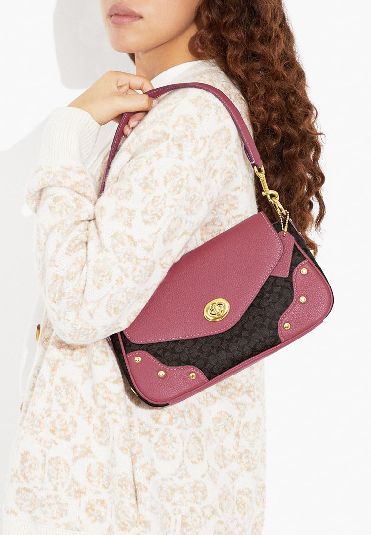 Coach Millie Shoulder Bag In Colorblock Signature Canvas - Brown/Pink