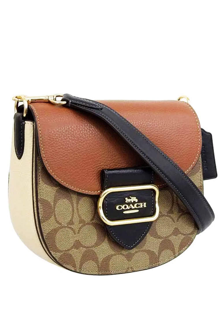 Coach Morgan Saddle Bag In Colorblock Signature Canvas - Brown/Multi