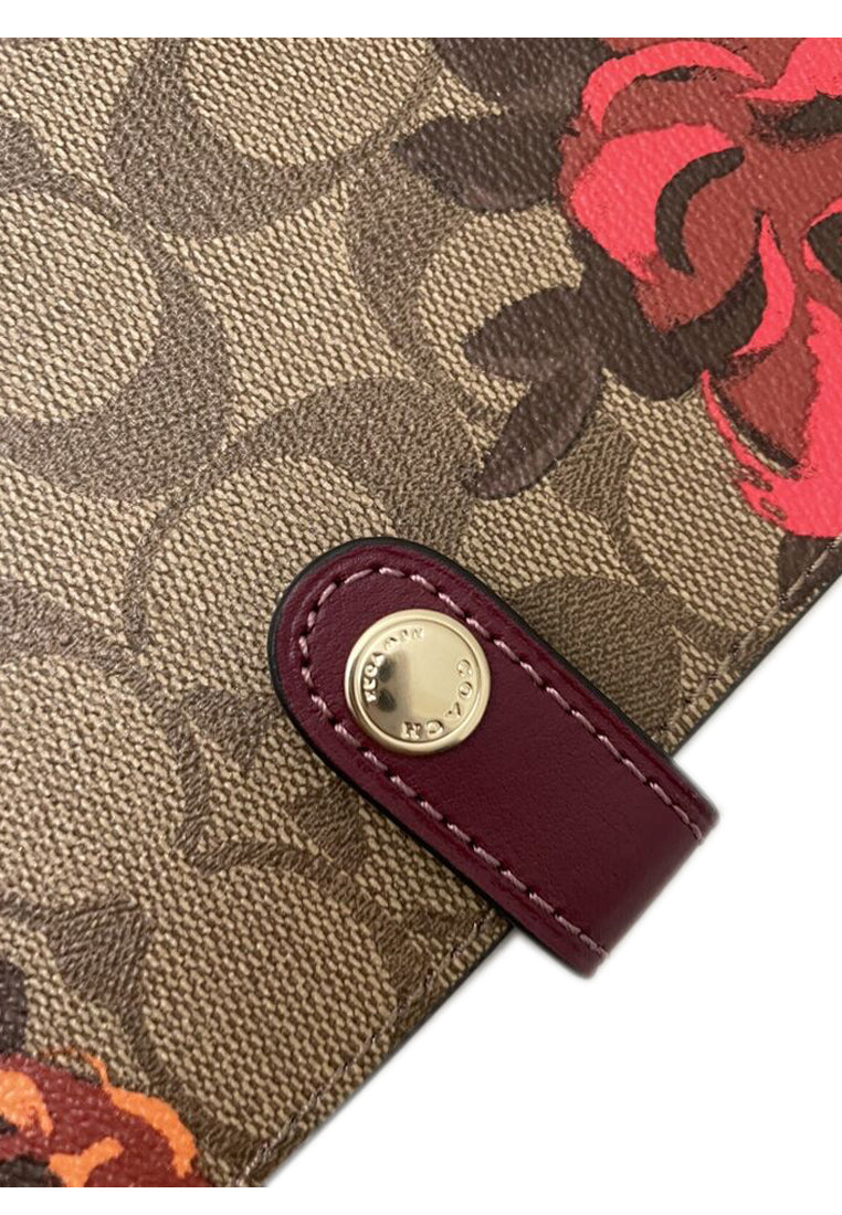 Coach Notebook In Signature Canvas With Jumbo Floral Print - Brown