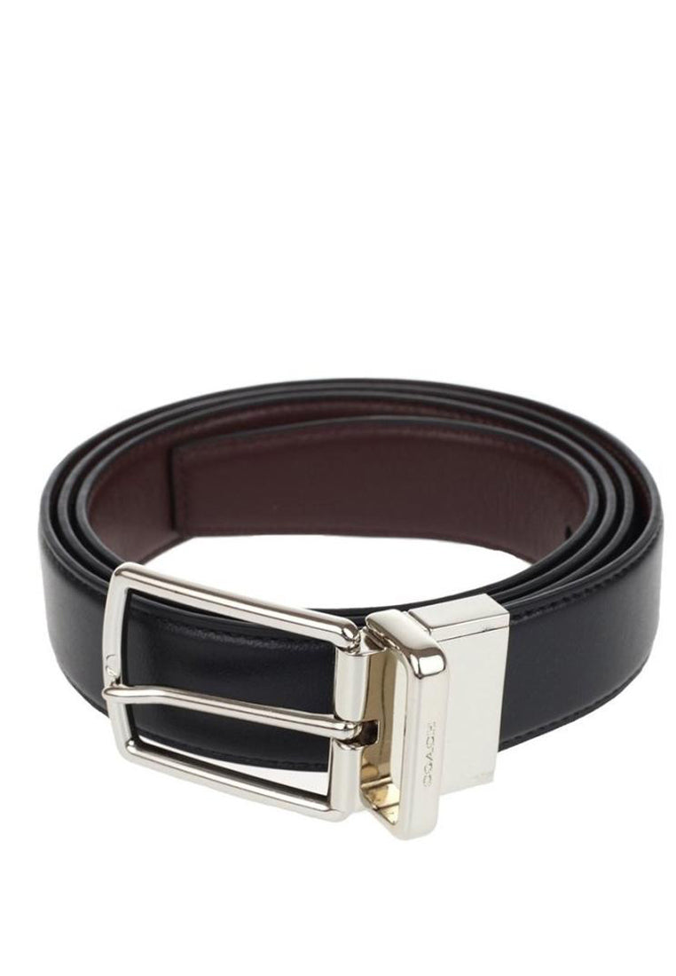 Coach Boxed Mod Plaque Harness Cut-To-Size Reversible Belt 32MM - Black