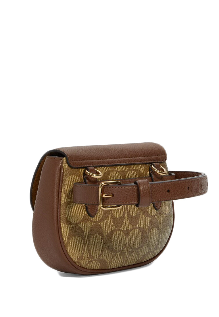 Coach Saddle Belt Bag In Signature Canvas - Brown